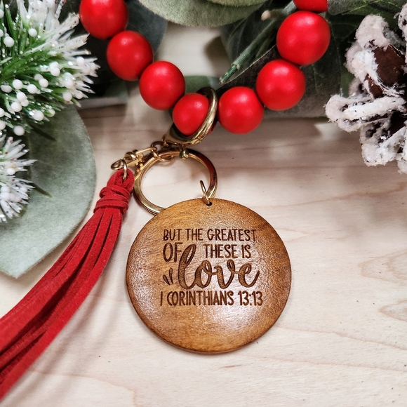 Hand Crafted Accessories - CORINTHIANS Keychain Wristlet with Laser Engraved Pendant - Corinthians